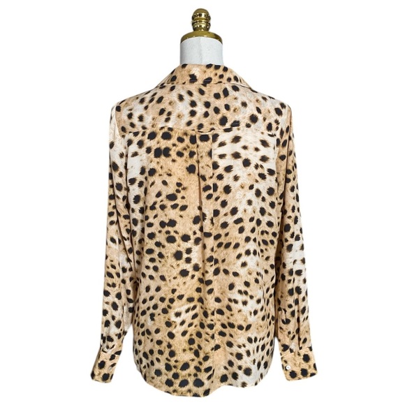 ARITZIA WILFRED Free Light Brown Leopard Print Long Sleeve Women's Blouse Size S - Picture 8 of 11